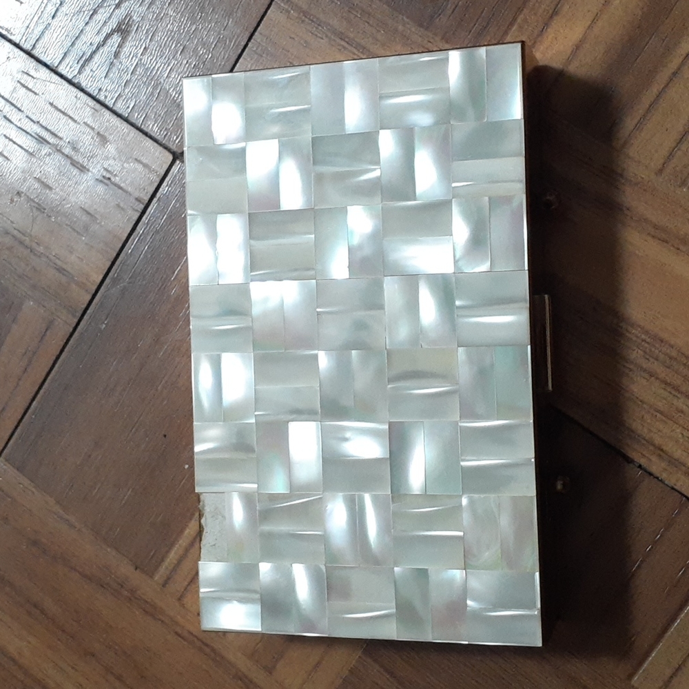Vintage Mother of Pearl Makeup Case Mirror